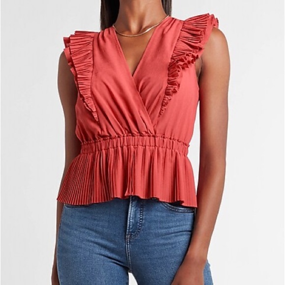 EXPRESS Ruffle Wrap Front Peplum Top Size Small S - Picture 4 of 12